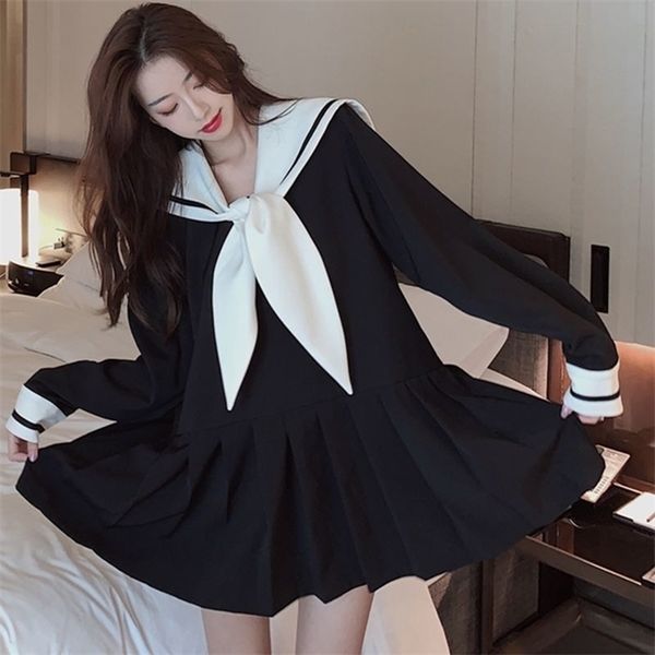 long sleeve dress women sailor collar pleated jk plus size 3xl sweet japanese style slim mini dresses bow ins fashion street, Black;gray
long sleeve dress women sailor collar pleated jk plus size 3xl sweet japanese style slim mini dresses bow ins fashion street, Black;gray