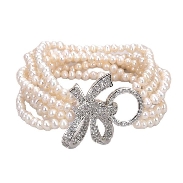 guaiguai jewelry 6 strands white freshwater pearl bracelet cz clasp handmade for women real lady fashion jewellry, Black
guaiguai jewelry 6 strands white freshwater pearl bracelet cz clasp handmade for women real lady fashion jewellry, Black