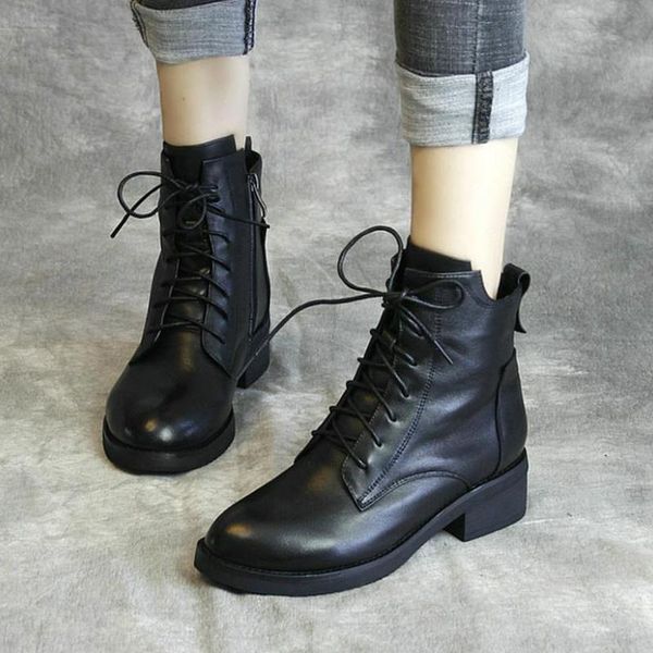 boots autumn fashion woman leather thick bottom casual high heel shoes, Black
boots autumn fashion woman leather thick bottom casual high heel shoes, Black