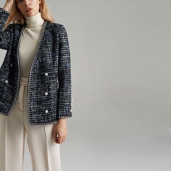 women's jackets coats women and double breasted pearls button tweed jacket chains v-neck elegant outerwear 2021 winter coat, Black;brown
women's jackets coats women and double breasted pearls button tweed jacket chains v-neck elegant outerwear 2021 winter coat, Black;brown