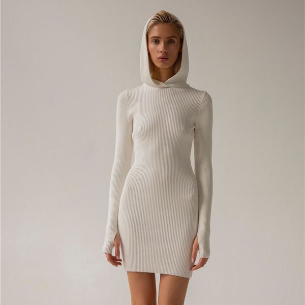 casual hooded collar women sweater dress leisure ladies knitted dresses a-line female autumn winter mini short dress 2021, Black;gray
casual hooded collar women sweater dress leisure ladies knitted dresses a-line female autumn winter mini short dress 2021, Black;gray