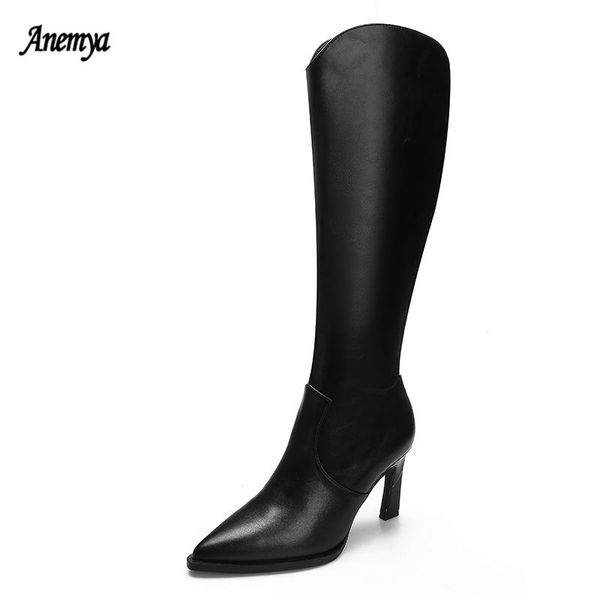 boots 2021 women genuine leather knee high pointed toe thin heel side zip women's long party winter ladies footwear, Black
boots 2021 women genuine leather knee high pointed toe thin heel side zip women's long party winter ladies footwear, Black