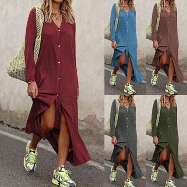 2021 new solid women long sleeve shirt autumn v-neck ankle-length es casual ladies buttons sun streetwear 8feh, Black;gray
2021 new solid women long sleeve shirt autumn v-neck ankle-length es casual ladies buttons sun streetwear 8feh, Black;gray