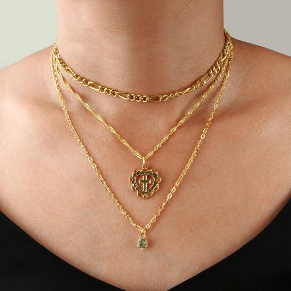 pendant necklaces trend peach heart necklace jewelry european and american fashion crystal multi layer clavicle chain, Silver
pendant necklaces trend peach heart necklace jewelry european and american fashion crystal multi layer clavicle chain, Silver