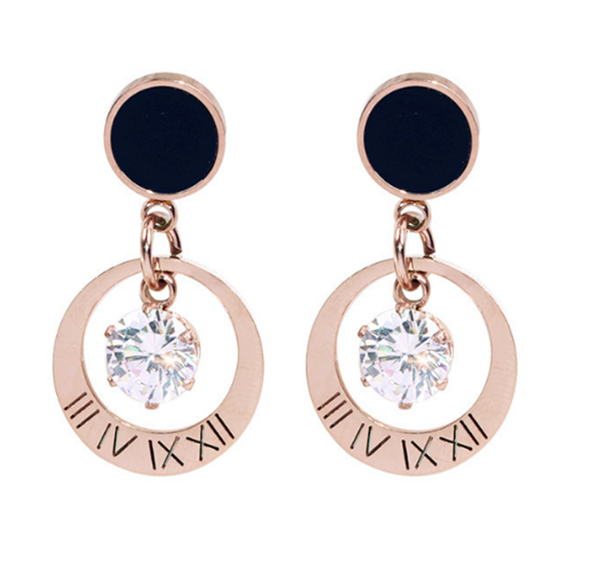 stud 316l stainless steel individual simple rhinestone titanium earrings roman numerals retro, Golden;silver
stud 316l stainless steel individual simple rhinestone titanium earrings roman numerals retro, Golden;silver