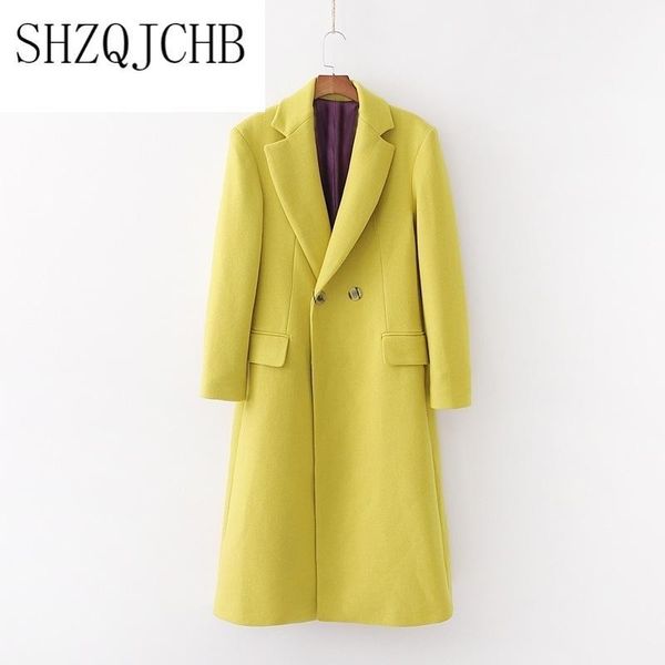 women yellow double breasted woolen coat 2021 winter long sleeve slim outwear turn down collar jackets elegant women's wool & blends, Black
women yellow double breasted woolen coat 2021 winter long sleeve slim outwear turn down collar jackets elegant women's wool & blends, Black