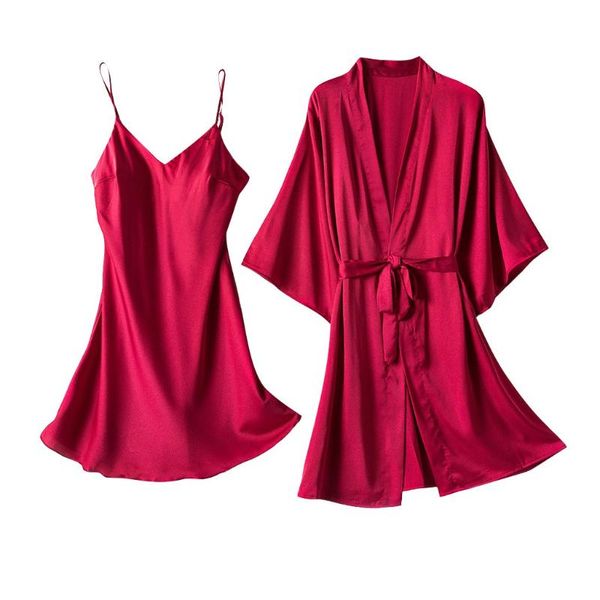 2023 women's sleepwear satin silk pajamas women set nightdress 2022 underwear solid robe dress nightwear homewear pyjamas sets, Black;red
2023 women's sleepwear satin silk pajamas women set nightdress 2022 underwear solid robe dress nightwear homewear pyjamas sets, Black;red