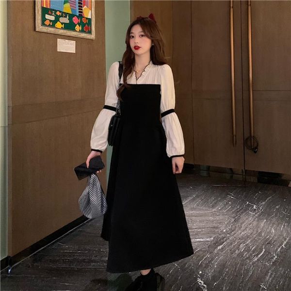 casual dresses dress early autumn women's 2021 vintage ruffle v-neck stitched bubble long sleeve french small black, Black;gray
casual dresses dress early autumn women's 2021 vintage ruffle v-neck stitched bubble long sleeve french small black, Black;gray
