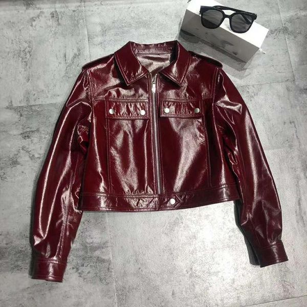 women's leather & faux spring coat women paint jacket 2021 brand wine red color short style fashion female parka real sheepskin, Black
women's leather & faux spring coat women paint jacket 2021 brand wine red color short style fashion female parka real sheepskin, Black