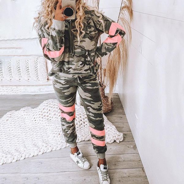autumn new popular european and american camouflage printing long sleeve hooded leisure home sports suit, White
autumn new popular european and american camouflage printing long sleeve hooded leisure home sports suit, White