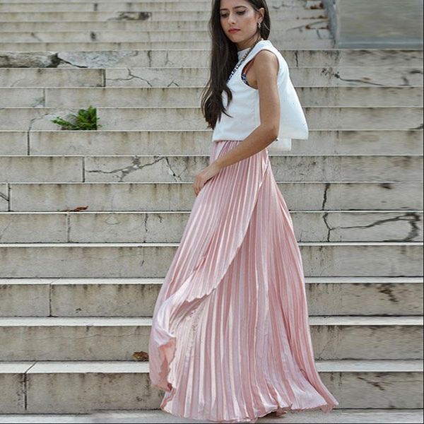 fashion satin pleated skirts women zipper 2021 custom made a line pretty pink long a line female maxi skirt, Black
fashion satin pleated skirts women zipper 2021 custom made a line pretty pink long a line female maxi skirt, Black