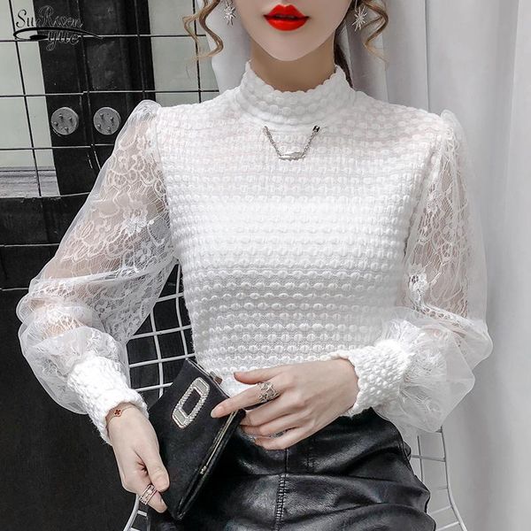 women's blouses & shirts autumn lace knitted bottomed blouse patchwork crochet women winter long sleeve stand collar blusas 16001, White
women's blouses & shirts autumn lace knitted bottomed blouse patchwork crochet women winter long sleeve stand collar blusas 16001, White