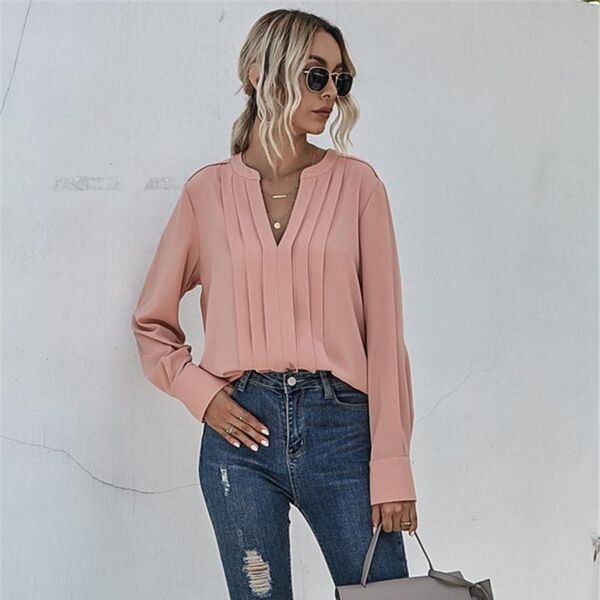 women's blouses & shirts v neck ruffles blouse for women elegant long sleeve slim fit solid color shirt ladies work wear chiffon blosue, White
women's blouses & shirts v neck ruffles blouse for women elegant long sleeve slim fit solid color shirt ladies work wear chiffon blosue, White