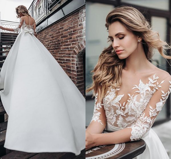 satin wedding dresses boho half sleeves bow bridal dress lace appliques wedding gown custom made 2022 robe de mariage vestidos, White
satin wedding dresses boho half sleeves bow bridal dress lace appliques wedding gown custom made 2022 robe de mariage vestidos, White