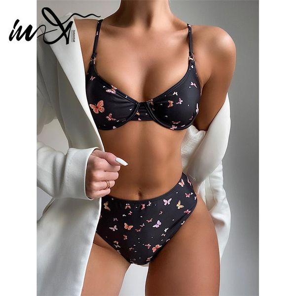 women's swimwear in-x butterfly print bikini set high waist swimsuit swimming suit push up women 2021 bathing summer, White;black
women's swimwear in-x butterfly print bikini set high waist swimsuit swimming suit push up women 2021 bathing summer, White;black