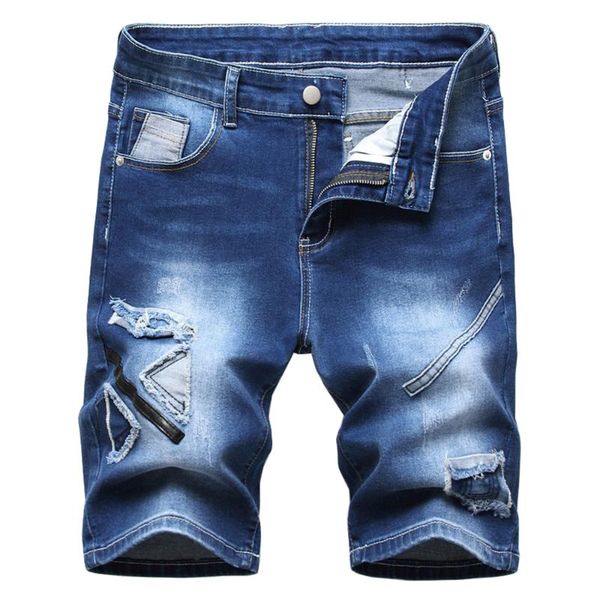 men's jeans summer patchwork stretch denim shorts casual patch ripped slim straight, Blue
men's jeans summer patchwork stretch denim shorts casual patch ripped slim straight, Blue
