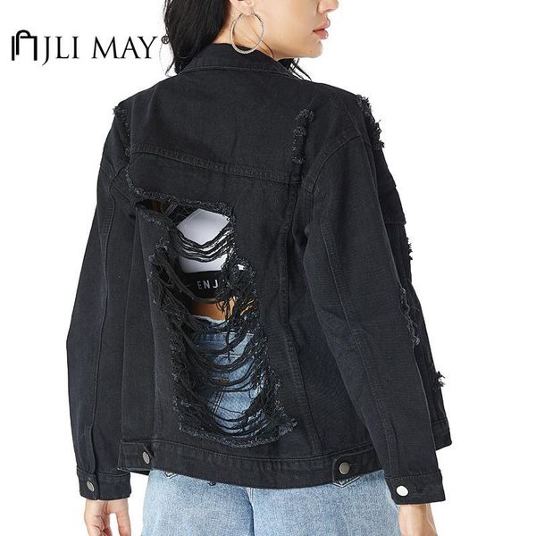 women's jackets jli may denim cotton solid turn-down collar rivet single breasted hole loose coats streetwear jacket, Black;brown
women's jackets jli may denim cotton solid turn-down collar rivet single breasted hole loose coats streetwear jacket, Black;brown