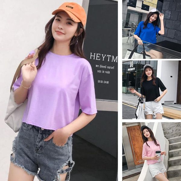 women's t-shirt cotton girl casual short-sleeved bottoming shirt summer ladies solid color round neck, White
women's t-shirt cotton girl casual short-sleeved bottoming shirt summer ladies solid color round neck, White