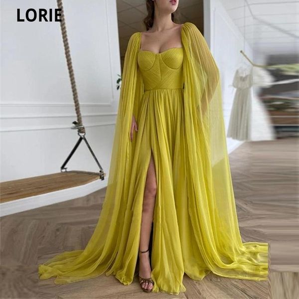 party dresses lorie 2021 elegant citrine yellow silk chiffon prom with long cape a line sweetheart pleats leg slit evening gowns, White;black
party dresses lorie 2021 elegant citrine yellow silk chiffon prom with long cape a line sweetheart pleats leg slit evening gowns, White;black