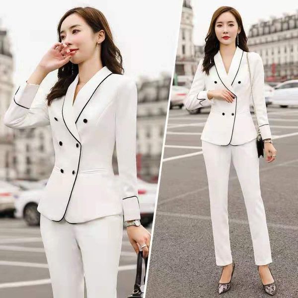 women's two piece pants autumn white black suit suits double-breasted jacket +straight two-piece sets plus size s-4xl
women's two piece pants autumn white black suit suits double-breasted jacket +straight two-piece sets plus size s-4xl