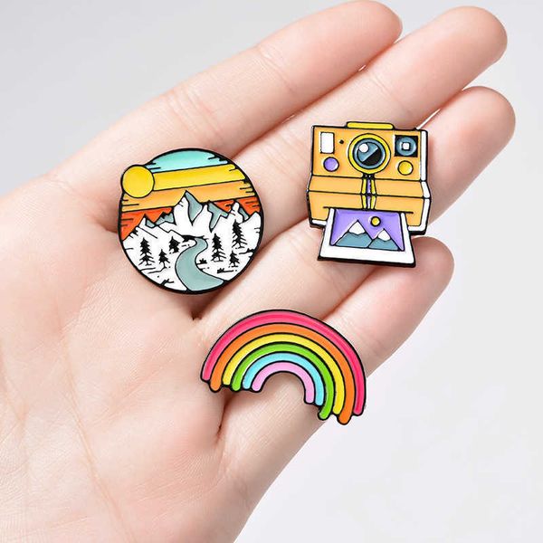 rainbow camera snow mountain brooch student cartoon cute outdoor pin badge, Gray
rainbow camera snow mountain brooch student cartoon cute outdoor pin badge, Gray