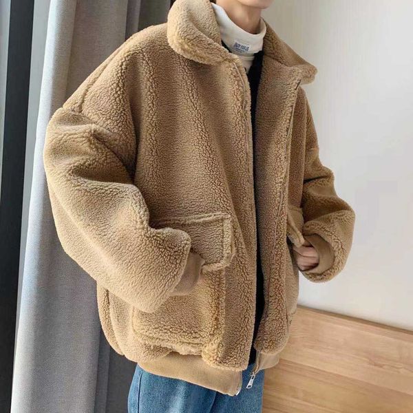 privathinker korean winter warm oversized men's jackets coats harajuku lamb woolen man casual zipper jacket male 210909, Black;brown
privathinker korean winter warm oversized men's jackets coats harajuku lamb woolen man casual zipper jacket male 210909, Black;brown