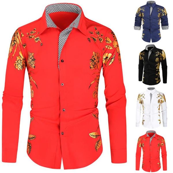 men's casual shirts male golden floral long sleeve button down collared autumn blouses slim fit business blouse for men, White;black
men's casual shirts male golden floral long sleeve button down collared autumn blouses slim fit business blouse for men, White;black