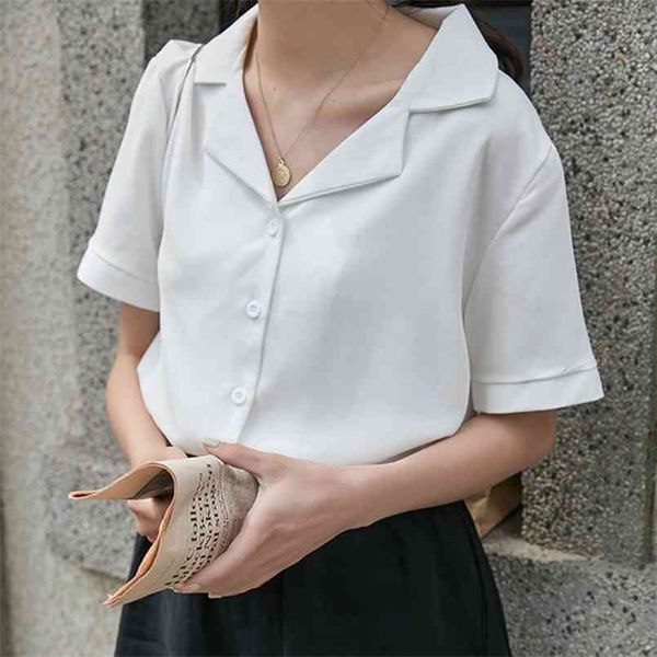 womens and blouses v neck office white shirt short sleeve shirts summer japanese korean clothes female blusas ##h35 210730
womens and blouses v neck office white shirt short sleeve shirts summer japanese korean clothes female blusas ##h35 210730