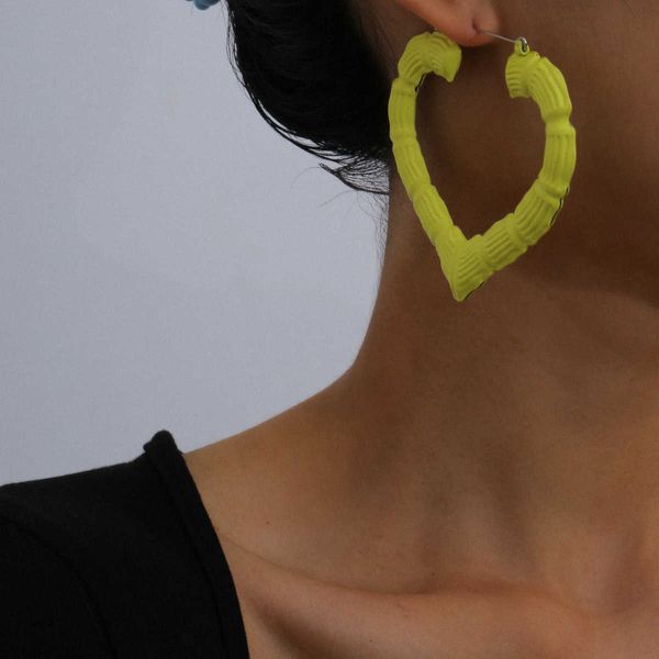 jewelry creative hollow out exaggerated geometric women's simple design bamboo heart earrings, Silver
jewelry creative hollow out exaggerated geometric women's simple design bamboo heart earrings, Silver