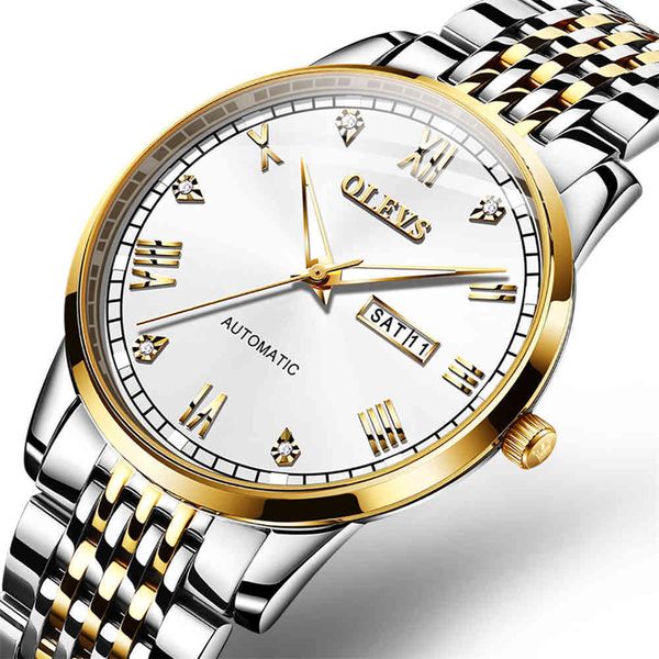 men automatic olevs mechanical fire watches waterproof stainless steel original for fashion clock, Slivery;brown
men automatic olevs mechanical fire watches waterproof stainless steel original for fashion clock, Slivery;brown