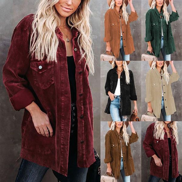 women's trench coats corduroy cardigan 2021 autumn and winter urban solid color lapel loose shirt jacket coat for women, Tan;black
women's trench coats corduroy cardigan 2021 autumn and winter urban solid color lapel loose shirt jacket coat for women, Tan;black
