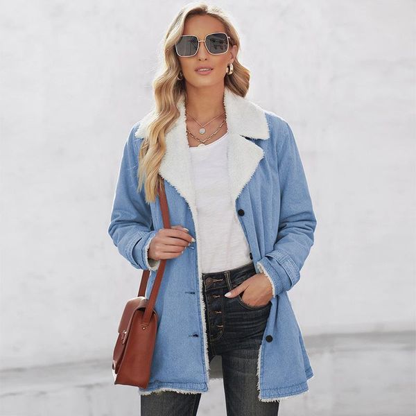women's jackets winter ladies long sleeve parkas lapel collar button fleece jacket denim design wool fabric soft warm coat thicker oute, Black;brown
women's jackets winter ladies long sleeve parkas lapel collar button fleece jacket denim design wool fabric soft warm coat thicker oute, Black;brown