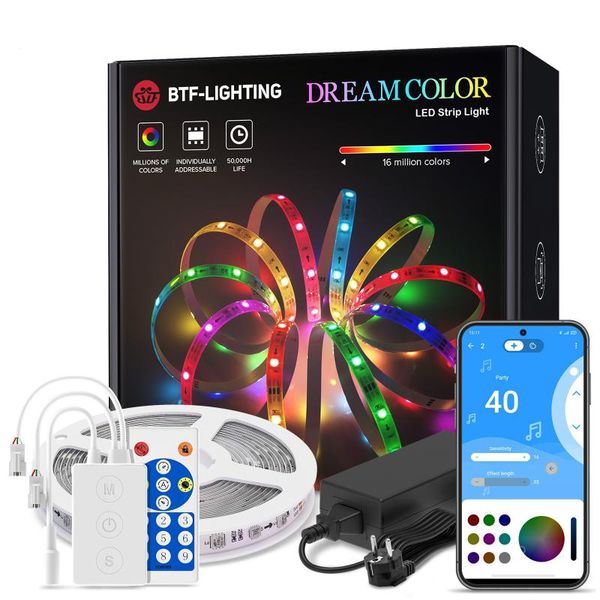 strips dreamcolor led strip light bluetooth music app control rgb ic flexible for room tv bedroom party kitchen 10m 20m
strips dreamcolor led strip light bluetooth music app control rgb ic flexible for room tv bedroom party kitchen 10m 20m