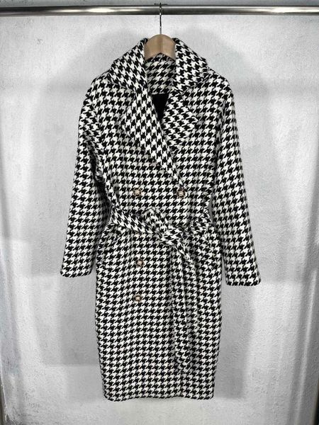 women's wool & blends 2021 women fashion high-quality long-sleeved lapel houndstooth double-breasted belted woolen coat jacket 0823, Black
women's wool & blends 2021 women fashion high-quality long-sleeved lapel houndstooth double-breasted belted woolen coat jacket 0823, Black