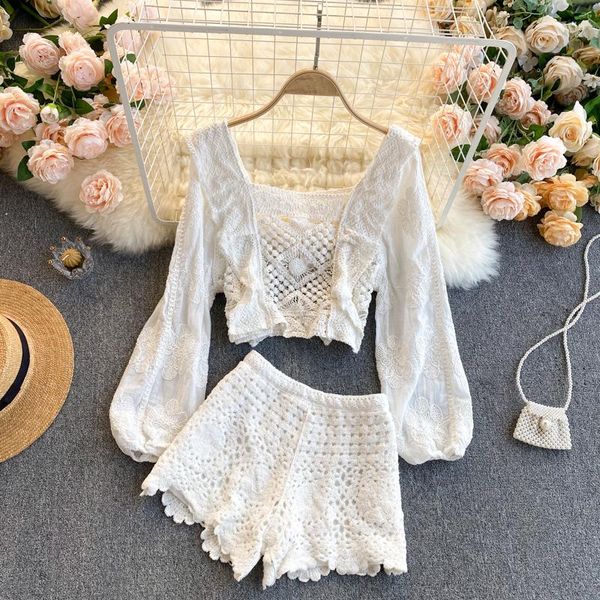 women's tracksuits fitaylor summer women hollow square collar puff sleeve high waist shorts female designed sweet two-piece sets, Gray
women's tracksuits fitaylor summer women hollow square collar puff sleeve high waist shorts female designed sweet two-piece sets, Gray