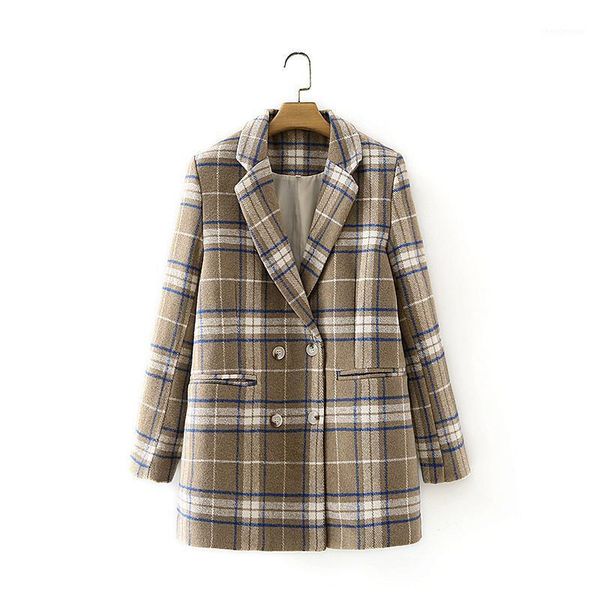 women's wool & blends vintage woman loose plaid woolen blazer coat fashion ladies autumn warm oversized jacket female double breas, Black
women's wool & blends vintage woman loose plaid woolen blazer coat fashion ladies autumn warm oversized jacket female double breas, Black