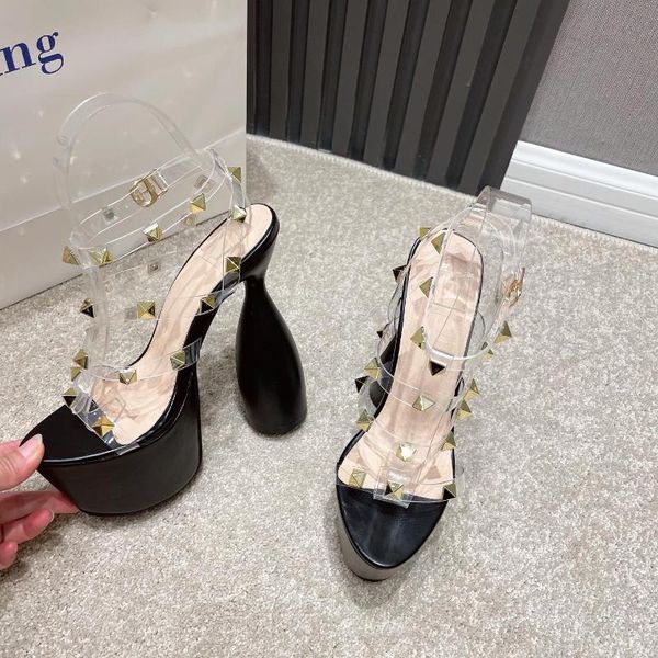 sandals summer pvc rivet women transparent model stage catwalk show shoes female high heel 17 cm club stripper 34-40, Black
sandals summer pvc rivet women transparent model stage catwalk show shoes female high heel 17 cm club stripper 34-40, Black