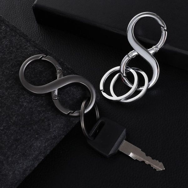 keychains 2 pieces of 8-character zinc alloy detachable keychain with additional 4 keyrings and d-shaped buckles clothing accessories, Silver
keychains 2 pieces of 8-character zinc alloy detachable keychain with additional 4 keyrings and d-shaped buckles clothing accessories, Silver