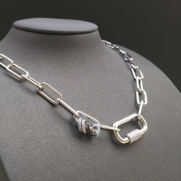 chains 100%925 sterling silver white gold circle love chain necklace female interlocking lock fashion simple jewelry