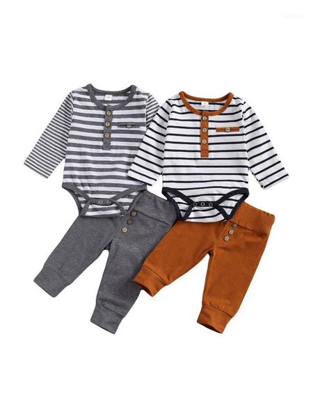 clothing sets 0-18m baby's boys casual outfits suit round neck long sleeve stripe romper solid color button loose trousers spring1, White
clothing sets 0-18m baby's boys casual outfits suit round neck long sleeve stripe romper solid color button loose trousers spring1, White