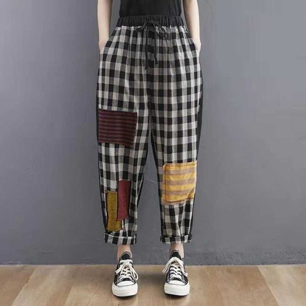women's pants & capris arrival summer women loose casual elastic waist ankle-length plaid cotton linen patchwork harem w207 vkxr, Black;white
women's pants & capris arrival summer women loose casual elastic waist ankle-length plaid cotton linen patchwork harem w207 vkxr, Black;white