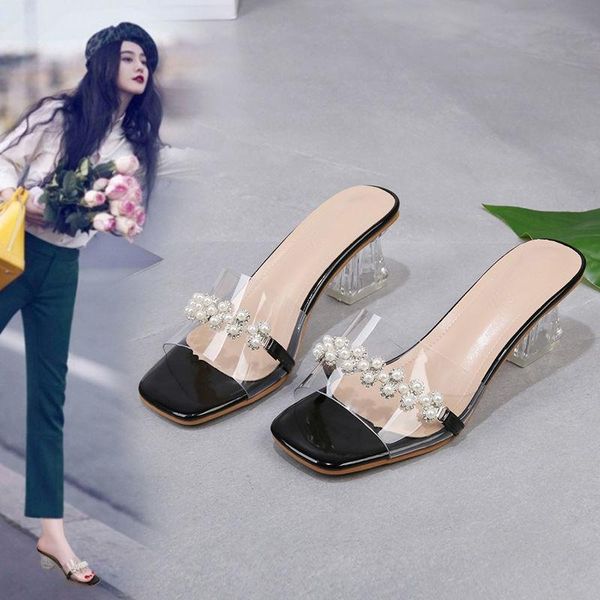 sandals crystal slippers women's summer fashion wear non-slip high-heel transparent and, Black
sandals crystal slippers women's summer fashion wear non-slip high-heel transparent and, Black