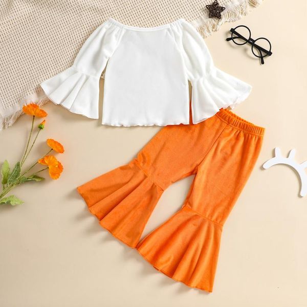 clothing sets 2 pcs infant kids baby girls solid color outfits, off shoulder flare sleeve pullover + flared pants 2021 fashion, White
clothing sets 2 pcs infant kids baby girls solid color outfits, off shoulder flare sleeve pullover + flared pants 2021 fashion, White