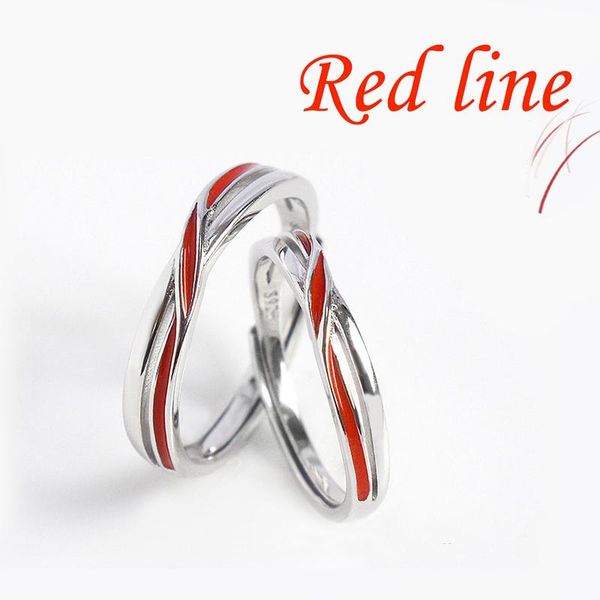 cluster rings fashion original epoxy red line 925 sterling silver jewelry simple personality opening couple, Golden;silver 
cluster rings fashion original epoxy red line 925 sterling silver jewelry simple personality opening couple, Golden;silver