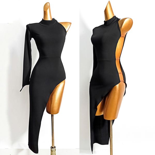 latin dance costume women black dress long sleeve high split irregular dress salsa tango dance dress practice wear db3038, Black;red
latin dance costume women black dress long sleeve high split irregular dress salsa tango dance dress practice wear db3038, Black;red