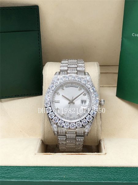 luxury u1 factory 16 style full diamond silver dial president day date watch 128238 sapphire big diamond bezel 43mm 18k white gold men autom, Slivery;brown
luxury u1 factory 16 style full diamond silver dial president day date watch 128238 sapphire big diamond bezel 43mm 18k white gold men autom, Slivery;brown