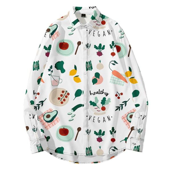 men's casual shirts autumn cardigan long-sleeved shirt vegetable 3d printing loose all-match, White;black
men's casual shirts autumn cardigan long-sleeved shirt vegetable 3d printing loose all-match, White;black