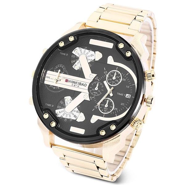 wristwatches big case wrist watch for men golden steel band dz military style relogio masculino dual times men's quartz watches male cl, Slivery;brown
wristwatches big case wrist watch for men golden steel band dz military style relogio masculino dual times men's quartz watches male cl, Slivery;brown