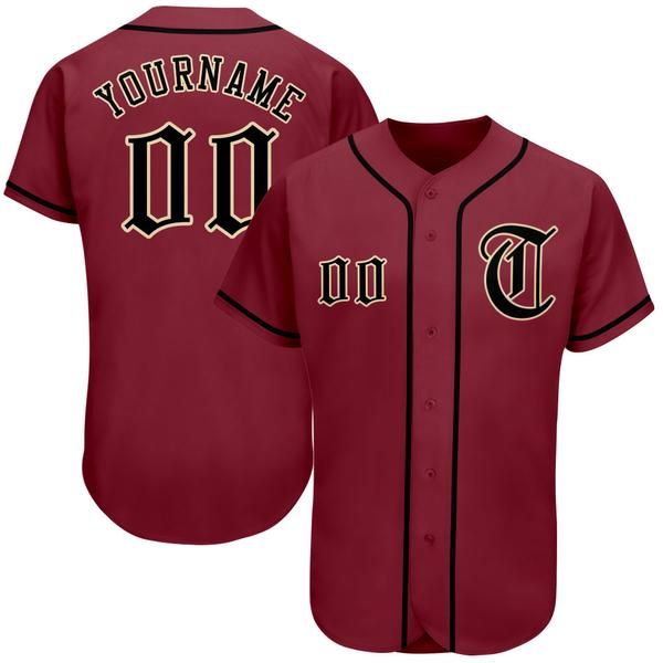 custom crimson black-khaki-blue authentic baseball jersey, Blue;black