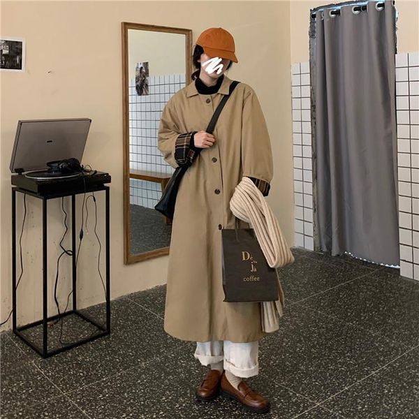 women's trench coats retro plaid stitching long padded cotton jacket korean fashion designer women clothes windbreaker, Tan;black
women's trench coats retro plaid stitching long padded cotton jacket korean fashion designer women clothes windbreaker, Tan;black